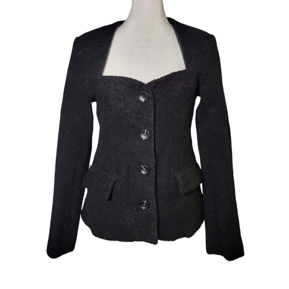 ASTR the Label Rivka Blazer Black Wool Sweetheart Neck S Dark Academia Whimsigot